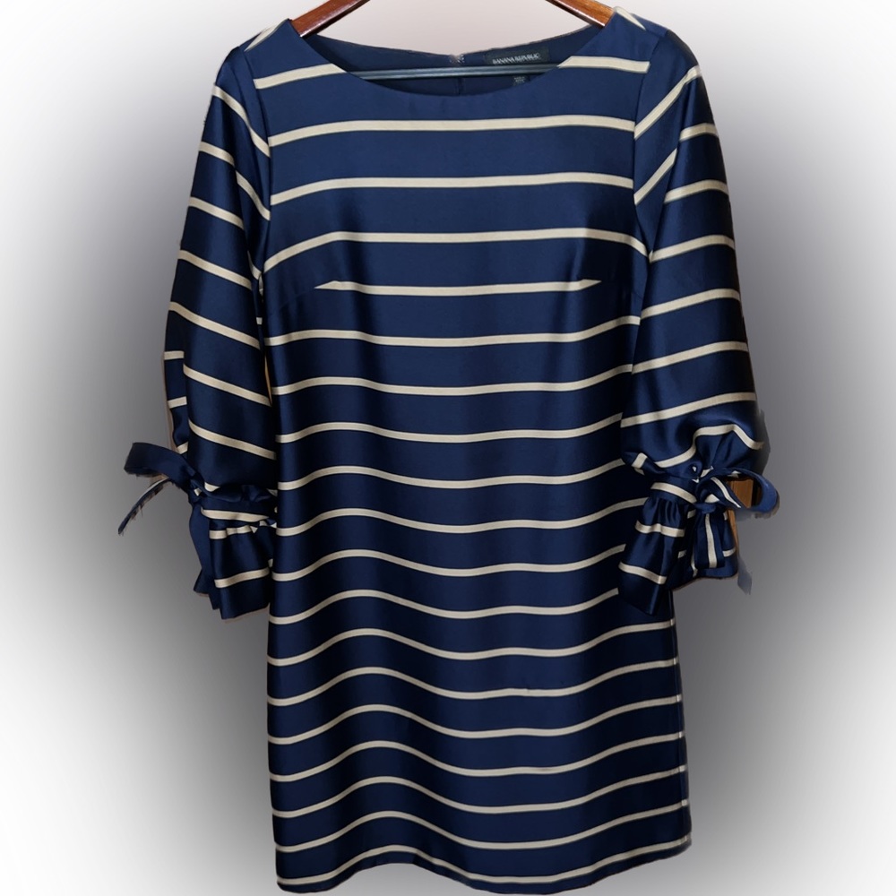 Banana Republic | Navy Blue w/Gold Striped Dress
